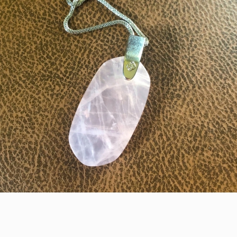 Kendra Scott light pink crystal adjustable silver necklace w/giftbox&storage bag - Picture 6 of 9